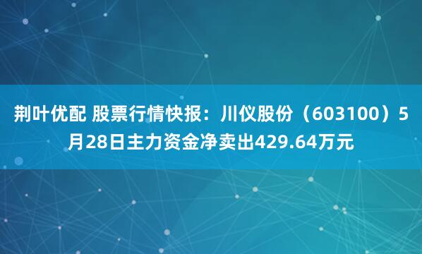 荆叶优配 股票行情快报：川仪股份（603100）5月28日主力资金净卖出429.64万元